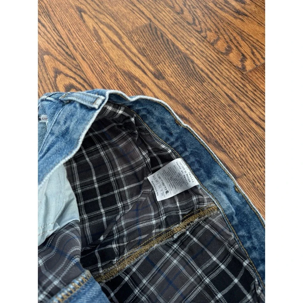 Vintage Carhartt Insulated Flannel Lined Workwear Denim Jeans Pants 36 X 34 - Picture 8 of 8